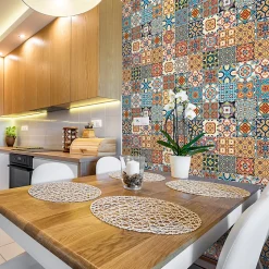 Sticker Mural Carrelage adhésif Cuisine Salle de Bain - 24 STICKERS CARRELAGES AZULEJOS BRETINA - 24stickers15x15cm