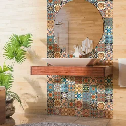 Sticker Mural Carrelage adhésif Cuisine Salle de Bain - 24 STICKERS CARRELAGES AZULEJOS BRETINA - 24stickers15x15cm