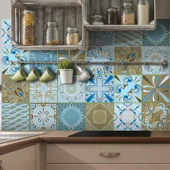 Sticker Mural Carrelage adhésif Cuisine Salle de Bain - 24 STICKERS CARRELAGES AZULEJOS BENDIGO - 24stickers15x15cm
