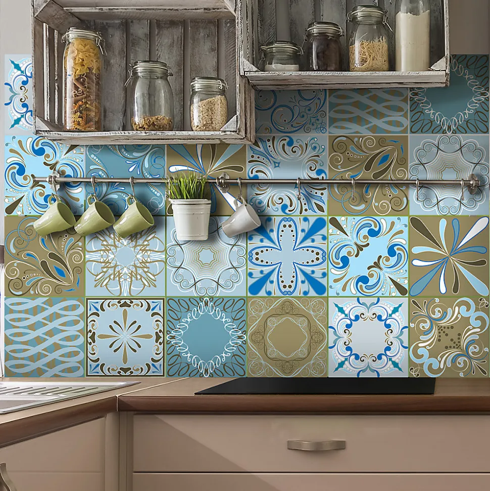 Sticker Mural Carrelage adhésif Cuisine Salle de Bain - 24 STICKERS CARRELAGES AZULEJOS BENDIGO - 24stickers15x15cm