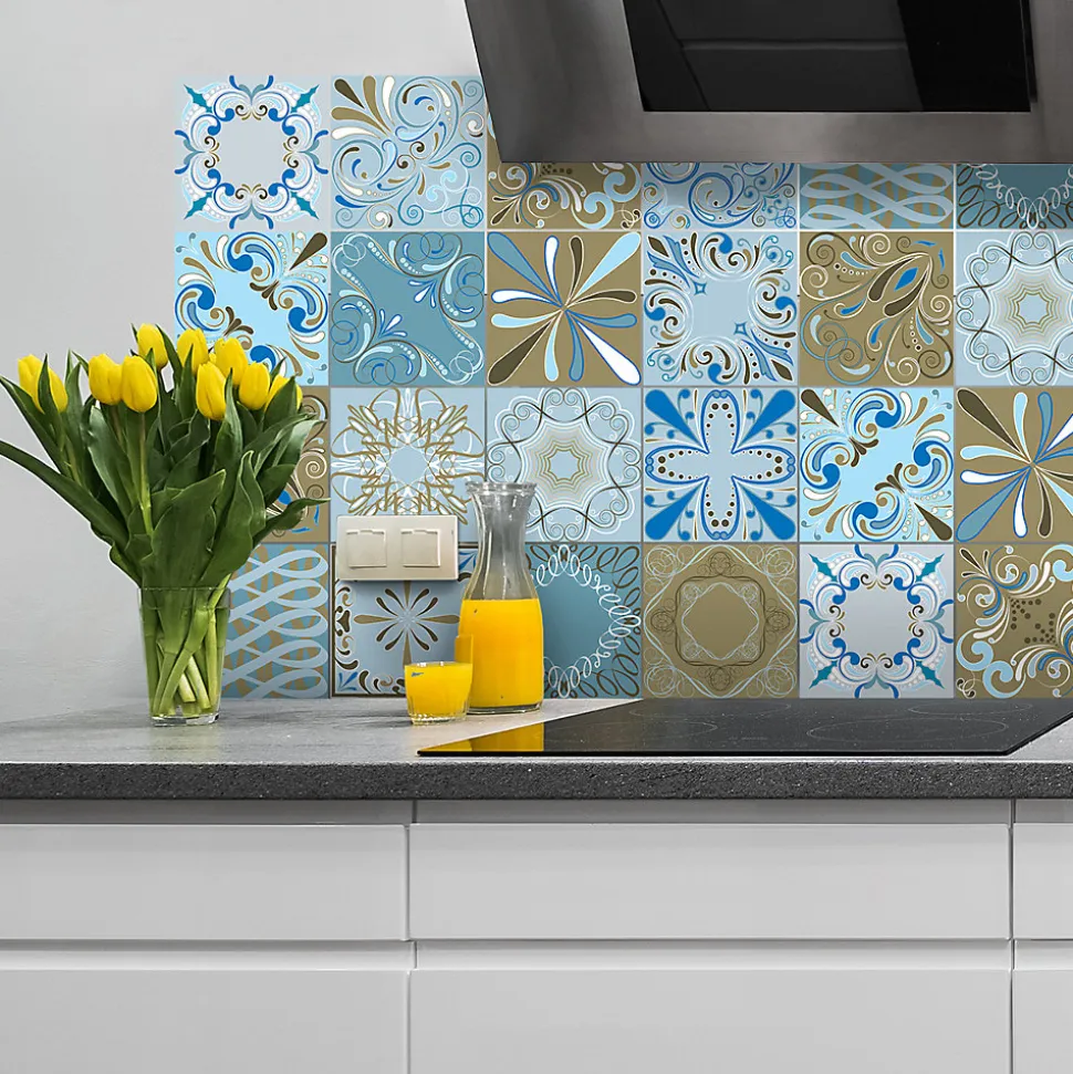 Sticker Mural Carrelage adhésif Cuisine Salle de Bain - 24 STICKERS CARRELAGES AZULEJOS BENDIGO - 24stickers15x15cm