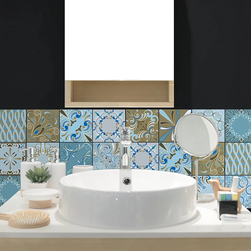 Sticker Mural Carrelage adhésif Cuisine Salle de Bain - 24 STICKERS CARRELAGES AZULEJOS BENDIGO - 24stickers15x15cm