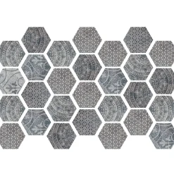 Sticker Mural Carrelage adhésif Cuisine Salle de Bain - CARRELAGES HEXAGONES OLD BEAUTY - 28stickershexagones15x13,5cm