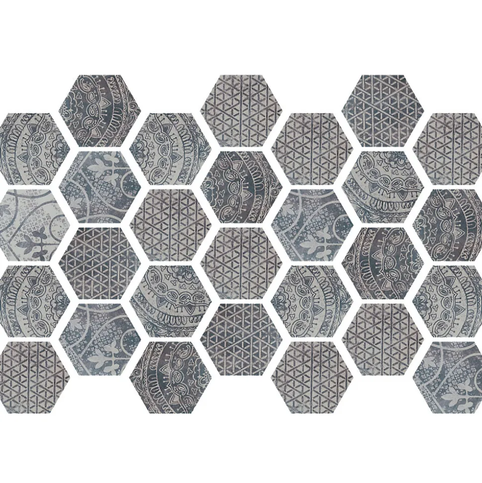 Sticker Mural Carrelage adhésif Cuisine Salle de Bain - CARRELAGES HEXAGONES OLD BEAUTY - 28stickershexagones15x13,5cm