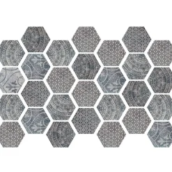 Sticker Mural Carrelage adhésif Cuisine Salle de Bain - CARRELAGES HEXAGONES OLD BEAUTY - 28stickershexagones15x13,5cm