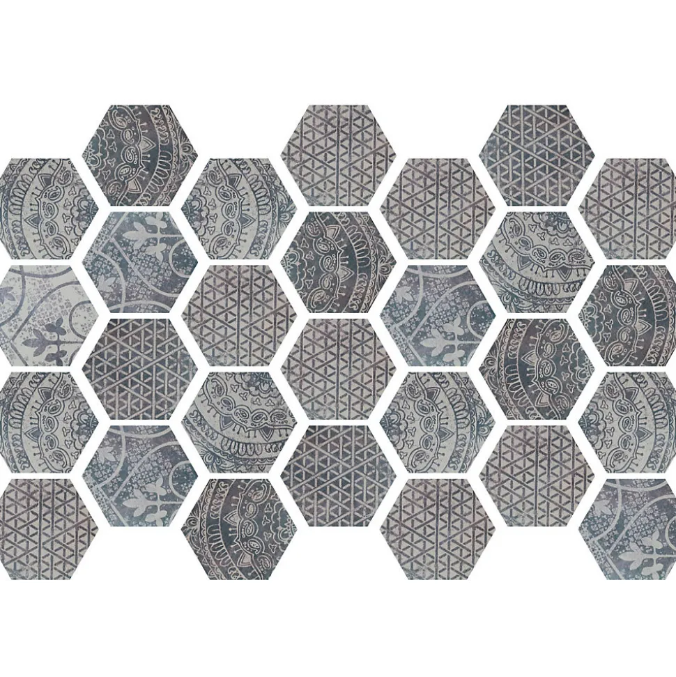 Sticker Mural Carrelage adhésif Cuisine Salle de Bain - CARRELAGES HEXAGONES OLD BEAUTY - 28stickershexagones15x13,5cm