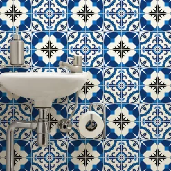 Sticker Mural Carrelage adhésif Cuisine Salle de Bain - 24 STICKERS CARRELAGES AZULEJOS ZINA - 24stickers15x15cm