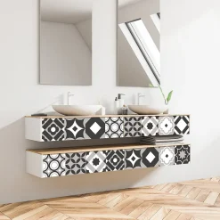 Sticker Mural Carrelage adhésif Cuisine Salle de Bain - 24 STICKERS CARRELAGES MEUBLE BERDUGO - 24stickers15x15cm