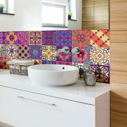 Sticker Mural Carrelage adhésif Cuisine Salle de Bain - 24 STICKERS CARRELAGES AZULEJOS DUILO - 24stickers15x15cm