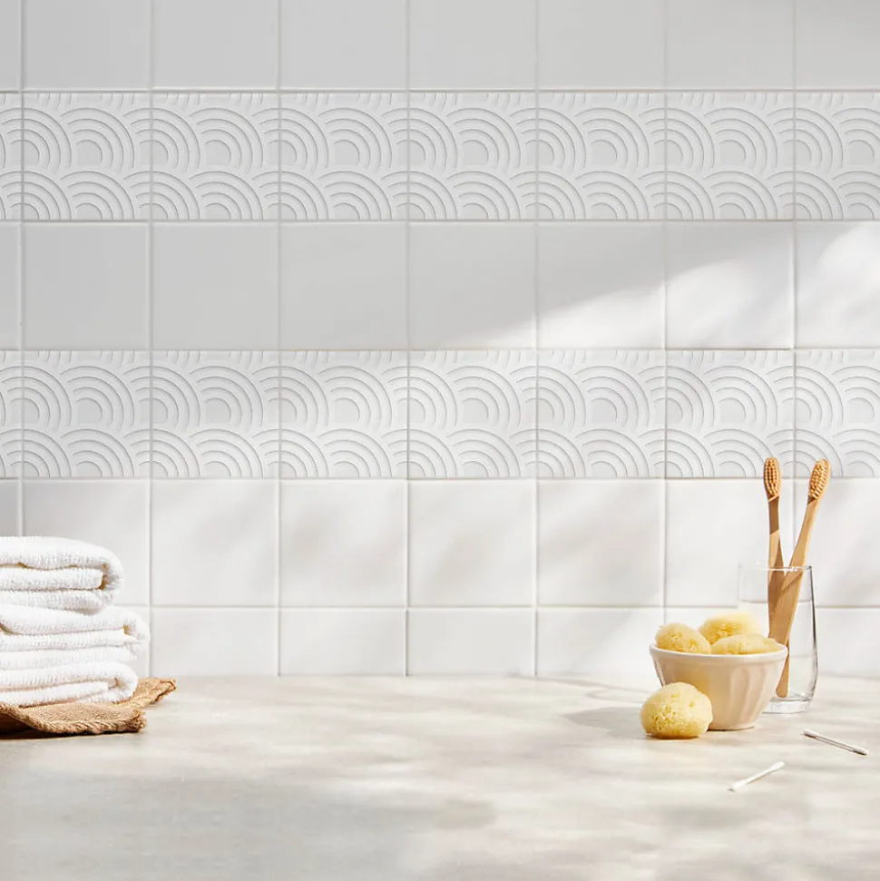 Sticker Mural Carrelage Wallfluent 10x10 cm Arches 3D tendance Cuisine Salle de Bain 24 pcs