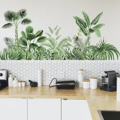 Sticker mural plante verte Sticker mural feuille tropicale Peinture murale plante naturelle