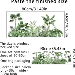 Sticker mural plante verte Sticker mural feuille tropicale Peinture murale plante naturelle