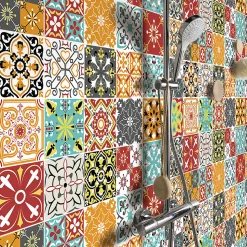 Stickers muraux - Sticker Mural Carrelage adhésif Cuisine Salle de Bain - 24 STICKERS CARRELAGES ORIANA - 24stickers15x15cm