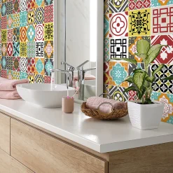 Stickers muraux - Sticker Mural Carrelage adhésif Cuisine Salle de Bain - 24 STICKERS CARRELAGES MONTENSINOS - 24stickers15x15cm