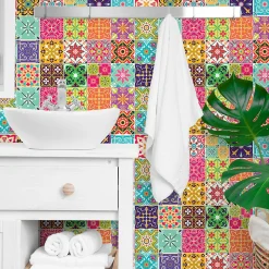 Stickers muraux - Sticker Mural Carrelage adhésif Cuisine Salle de Bain - 24 STICKERS CARRELAGES VOLTERRA - 24stickers15x15cm