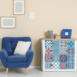 Stickers muraux - Sticker Mural Carrelage adhésif Cuisine Salle de Bain - 24 STICKERS CARRELAGES MEUBLE BAEZA - 24stickers15x15cm