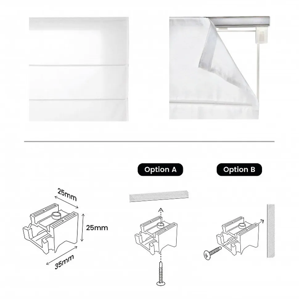 Store Bateau avec baleines Écru 60 x 175 cm