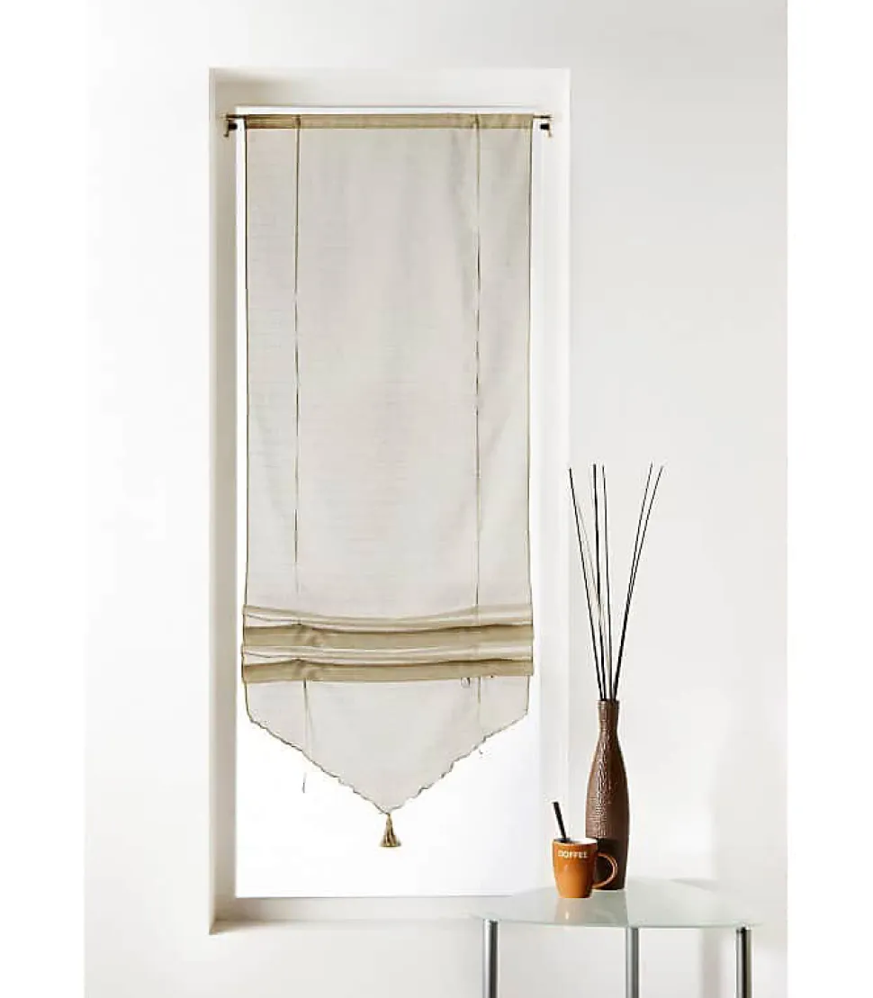 Store en pointe avec cordon - 45x165cm - Blanc