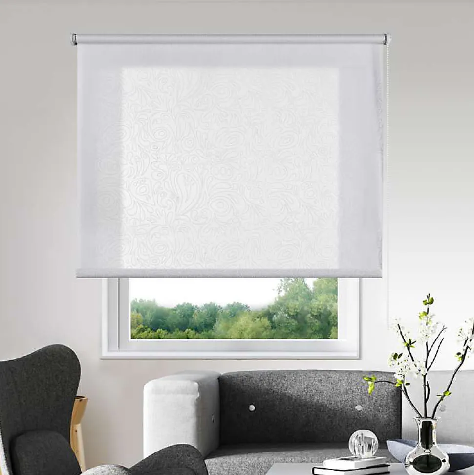 Store Enrouleur enrouleur imprimé CachemireBlanc 75 x 180 cm