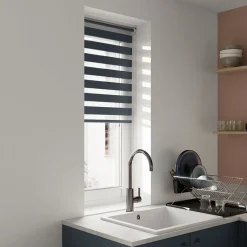Store enrouleur jour / nuit sans perçage Elin 2 bleu l.55 x H.180cm Goodhome