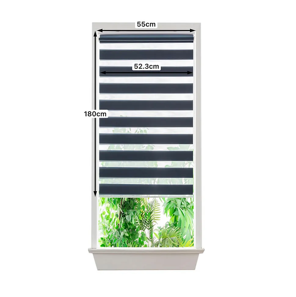 Store enrouleur jour / nuit sans perçage Elin 2 bleu l.55 x H.180cm Goodhome