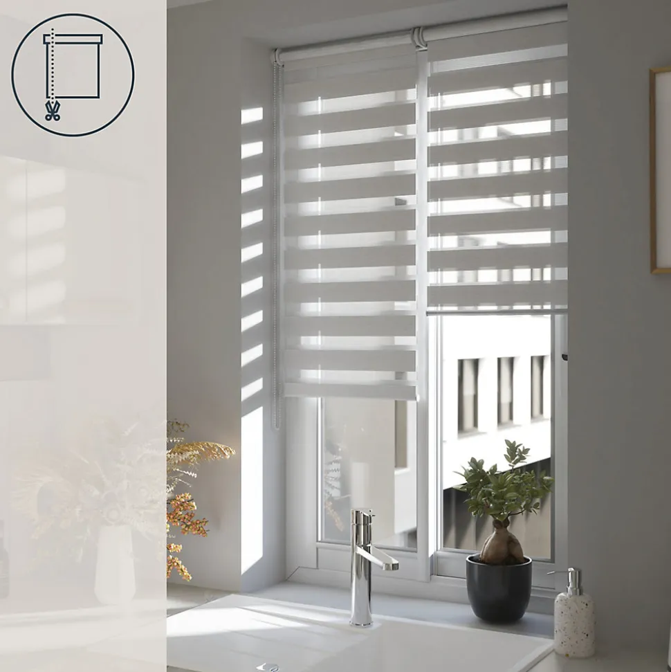 Store enrouleur jour / nuit sans perçage Elin 2 blanc cassé l.45 x H.140cm Goodhome
