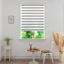 Store enrouleur jour / nuit sans perçage Elin 2 gris béton l.120 x H.180cm Goodhome