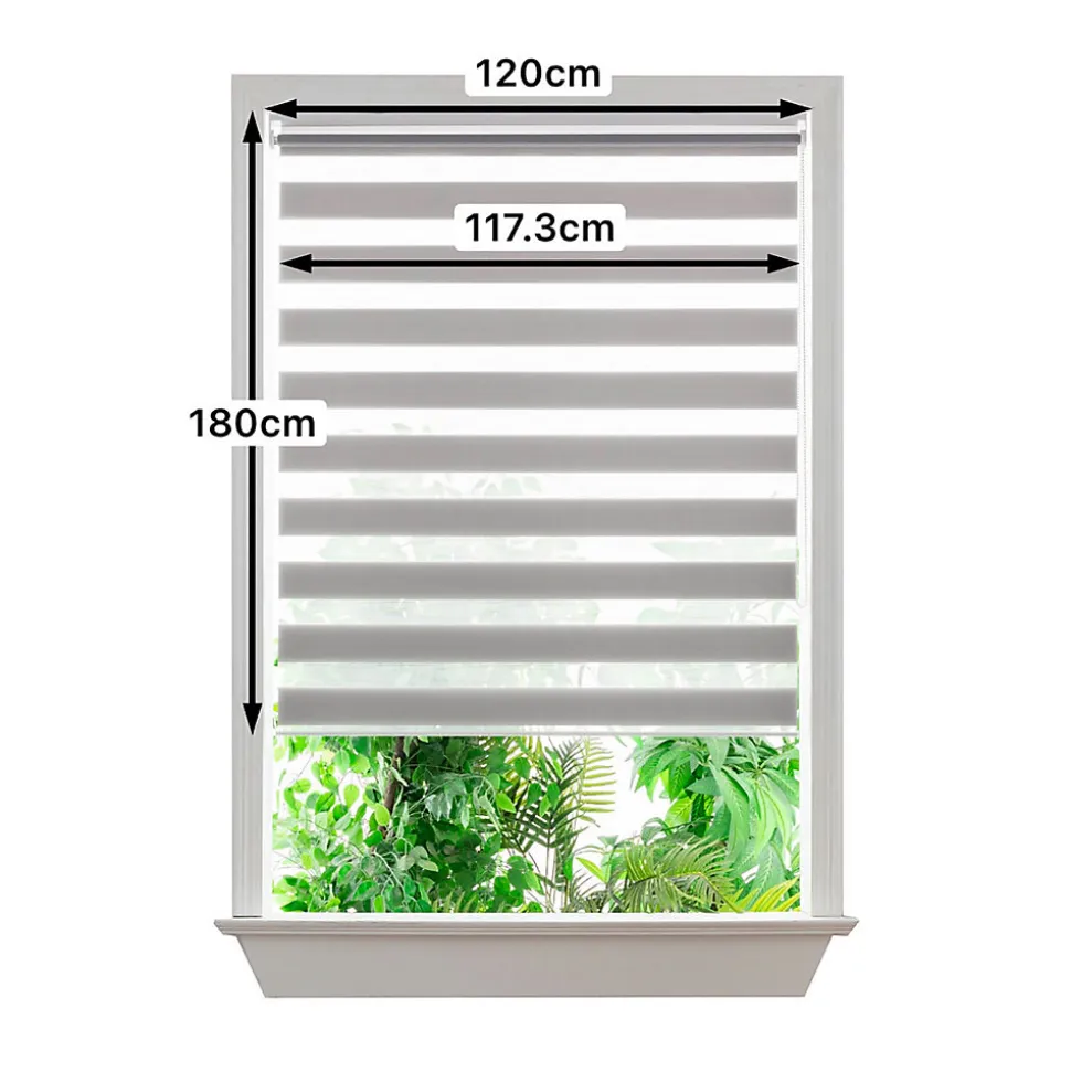 Store enrouleur jour / nuit sans perçage Elin 2 gris béton l.120 x H.180cm Goodhome