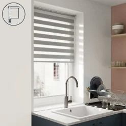 Store enrouleur jour / nuit sans perçage Elin 2 gris béton l.120 x H.180cm Goodhome