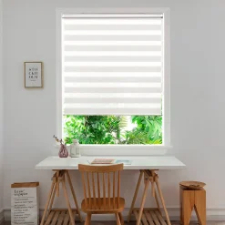 Store enrouleur jour / nuit sans perçage Brize blanc chiné l.160 x H.240cm Goodhome