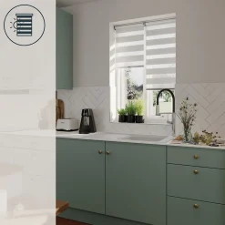 Store enrouleur jour / nuit sans perçage Keston blanc cassé l.40 x H.140cm Goodhome