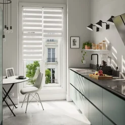 Store enrouleur jour / nuit sans perçage Brize blanc chiné l.55 x H.180cm Goodhome