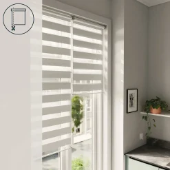 Store enrouleur jour / nuit sans perçage Brize blanc chiné l.55 x H.180cm Goodhome