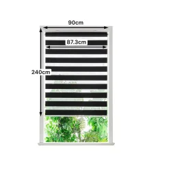 Store enrouleur jour / nuit sans perçage Elin 2 noir l.90 x H.240cm Goodhome