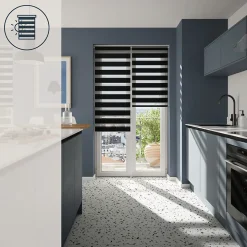 Store enrouleur jour / nuit sans perçage Elin 2 noir l.90 x H.240cm Goodhome