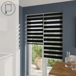 Store enrouleur jour / nuit sans perçage Elin 2 noir l.90 x H.240cm Goodhome