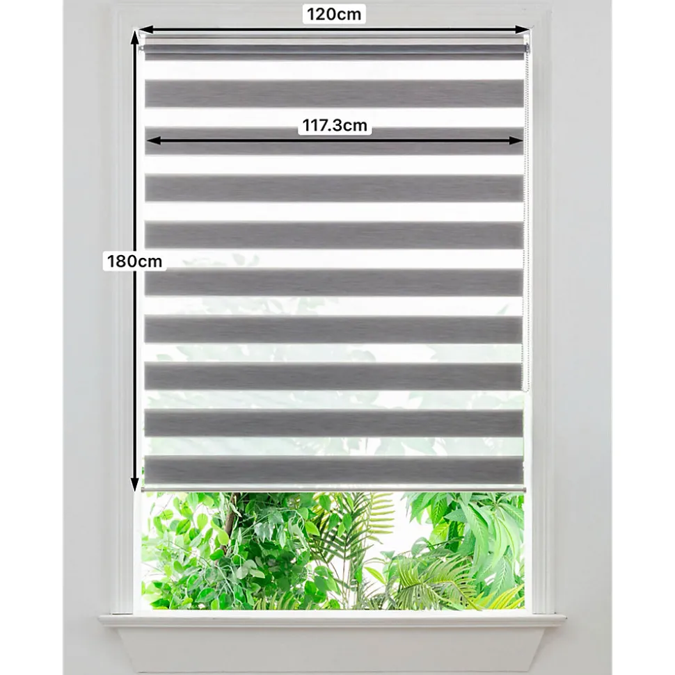 Store enrouleur jour / nuit sans perçage Brize gris chiné l.120 x H.180cm Goodhome