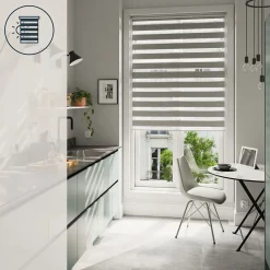 Store enrouleur jour / nuit sans perçage Brize gris chiné l.120 x H.180cm Goodhome