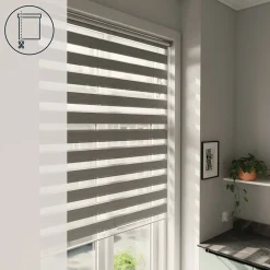 Store enrouleur jour / nuit sans perçage Brize gris chiné l.120 x H.180cm Goodhome