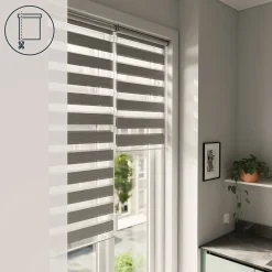 Store enrouleur jour / nuit sans perçage Brize gris chiné l.55 x H.180cm Goodhome