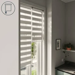 Store enrouleur jour / nuit sans perçage Brize blanc chiné l.45 x H.140cm Goodhome