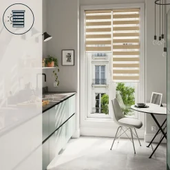 Store enrouleur jour / nuit sans perçage Brize beige l.60 x H.180cm Goodhome