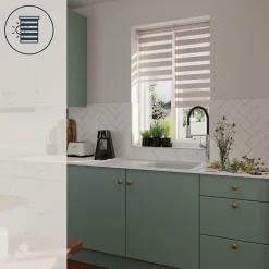 Store enrouleur jour / nuit sans perçage Elin 2 gris perle l.40 x H.140cm Goodhome