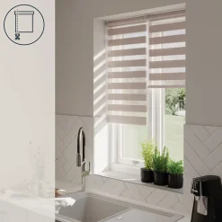 Store enrouleur jour / nuit sans perçage Elin 2 gris perle l.40 x H.140cm Goodhome