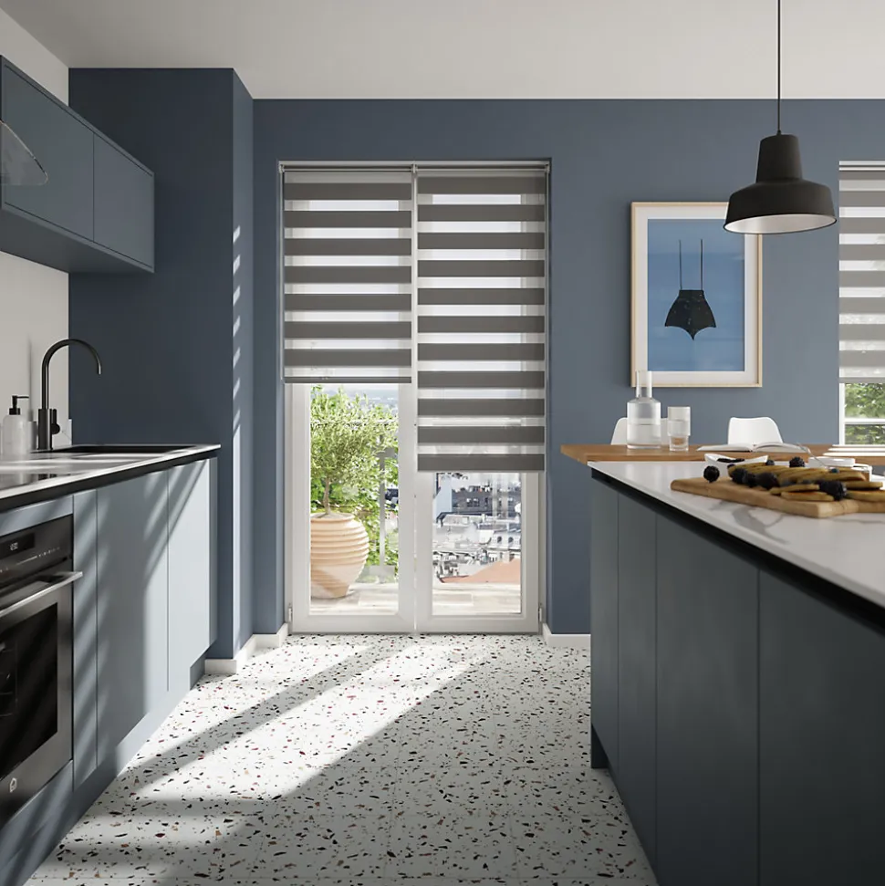 Store enrouleur jour / nuit sans perçage Elin 2 gris béton l.60 x H.240cm Goodhome
