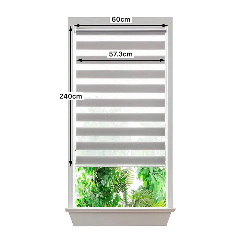 Store enrouleur jour / nuit sans perçage Elin 2 gris béton l.60 x H.240cm Goodhome