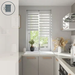 Store enrouleur jour / nuit sans perçage Elin 2 blanc cassé l.40 x H.140cm Goodhome
