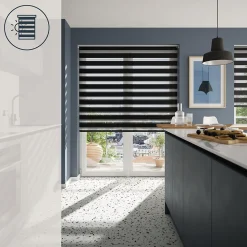 Store enrouleur jour / nuit sans perçage Elin 2 noir l.160 x H.240cm Goodhome