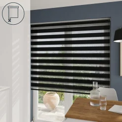 Store enrouleur jour / nuit sans perçage Elin 2 noir l.160 x H.240cm Goodhome