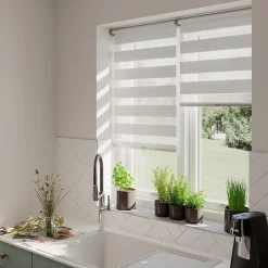 Store enrouleur jour / nuit sans perçage Keston blanc cassé l.90 x H.180cm Goodhome